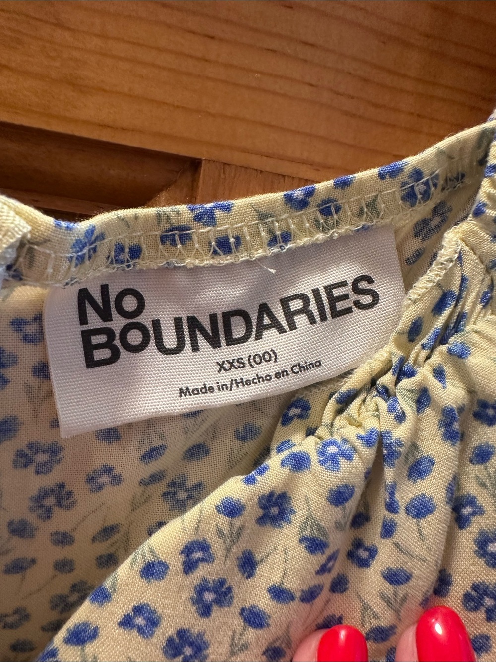 No Boundaries Cream Dress with Blue Floral Print - Picture 4 of 4